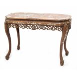 Good Chinese hardwood and mother of pearl inlaid side table, the rectangular top with bowed shaped