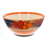 Clarice Cliff Fantasque Bizarre 'Berries' circular bowl, printed backstamp, 8.5" diameter