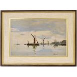 Edward Wesson (1910-1983) - 'Barges at Pin Mill', signed Wesson and extensively signed verso both on