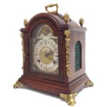 Attractive small walnut two train bracket clock in the Georgian manner, striking on a bell, the 4.5"