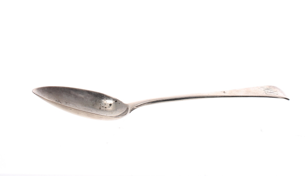 WIlliam IV silver table spoon, maker Jonathan Hayne, London 1835, 8.75" long, 2.4 oz t