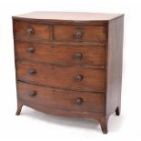 Regency mahogany bowfront chest of drawers, the moulded top with reeded frieze over two short and