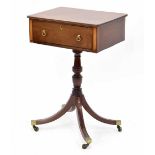 Georgian mahogany inlaid side table, the crossbanded fluted edged top over a single drawer supported