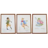 Charlotte Fawley (20th/21st century) - A set of three watercolours depicting 'Johnny Town Mouse', '