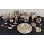 Good collection of silver plated wares; to include hot water pots, coffee pots, jars etc, some by