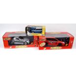 Two Fastlane 'Street Glow' remote control cars, a Honda and a Mercedez; together with a smaller Mini