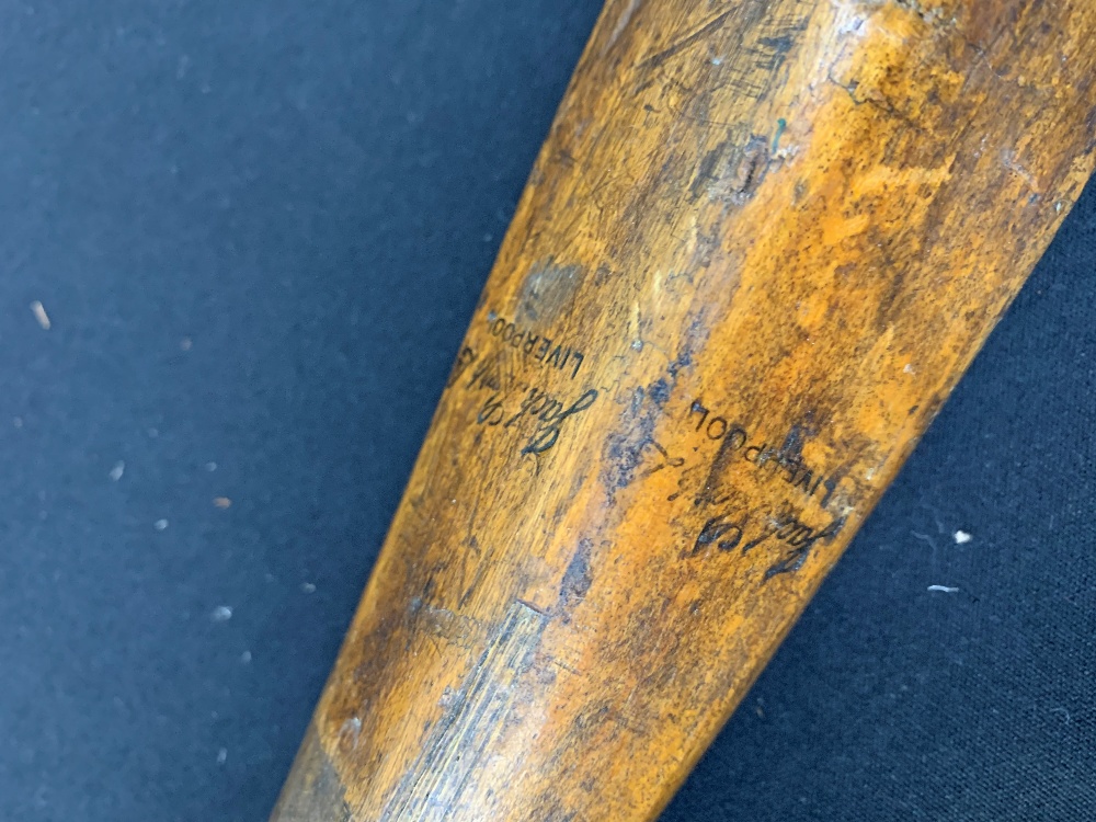 Vintage Jack Sharp Ltd. cricket bat, 31" long, makers stamp and further stamped Nicolls, - Image 3 of 3