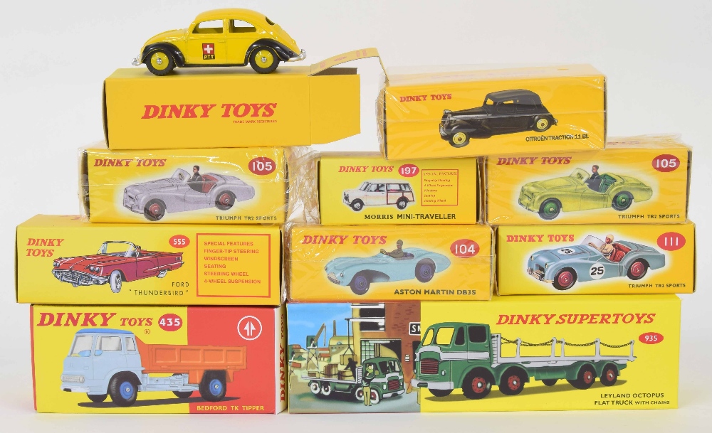 Atlas Editions Dinky motor vehicles - 105, 111, 555, 262, 197, 435, 24N, 104 and 935 (9)