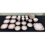 Grafton China 'Lilleshall' pattern part tea set, comprising cream jug, bowl, five cups and