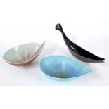 Colin Melbourne for Beswick, teardrop bowl, 10" long; together with another Beswick teardrop bowl