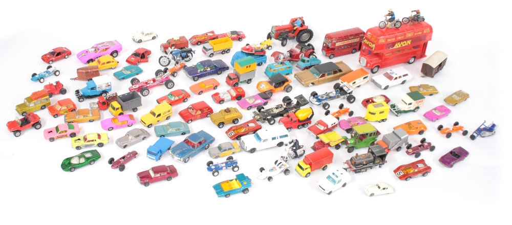 Collection of playworn toy vehicles, primarily Matchbox and Lesney