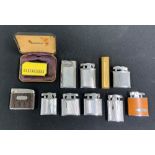 Collection of eight Ronson lighters; together with a Dunhill lighter and and Albany lighter. Also an
