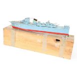 Wooden model naval battleship, 26" long (af)