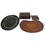 Jennens & Bettridge papier maché and mother of pearl inlaid tray, 24.5" x 19.25"; together with a