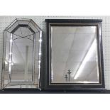 Two mirrors, one arched multi pane 34" high, the other ebonised and gilt, 33" high (2)