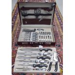 Offenbach stainless steel professional knife set in leather case