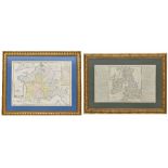 French 18th century atlas map of France, 1740, 28" x 27"; together with an 18th century French atlas