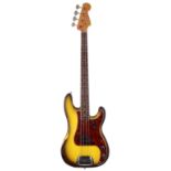 1961 Fender Precision Bass guitar, made in USA, ser. no. 6xxx4; Finish: two-tone sunburst, refinish,