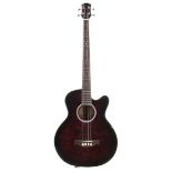 Coban CGAB11 electro-acoustic bass guitar; Finish: purple burst; Fretboard: rosewood; Frets: good;