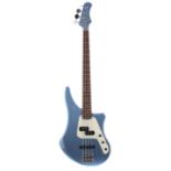 Eko PJ07 bass guitar; Finish: metallic blue; Fretboard: rosewood; Frets: good; Electrics: working;