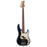 1989 Fender Precision Bass Plus bass guitar, made in USA, ser. no. E9xxxx3; Finish: metallic blue