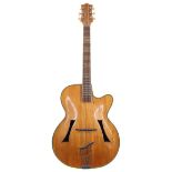 Huttl Opus 59 archtop guitar, made in Germany, circa 1959; Finish: multi-band back and sides with