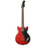 1961 Hofner Colorama 1 electric guitar in need of some restoration; Finish: red, finish loss to
