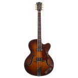 1960 Hofner President hollow body electric guitar, made in Germany, ser. no. 7xx8; Finish: brunette,