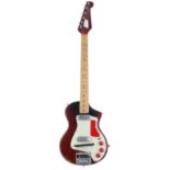 Early 1960s Burns Weill electric guitar, made in England; Finish: cherry, heavy wear allover,