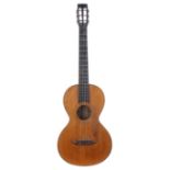19th century German guitar labelled Georg Tiefenbrunner...Munchen...; Back and sides: maple, split