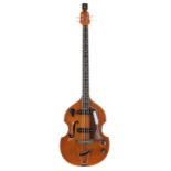 1960s Eko 995 hollow body violin bass guitar, made in Italy, ser. no. 1xxxx7; Finish: burnt amber,