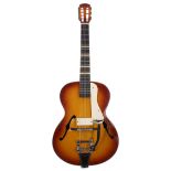 Interesting Russian seven string archtop guitar; Finish: sunburst, lacquer checking and various