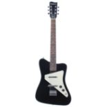 Hutchins electric guitar; Finish: black, various scratches and other marks; Fretboard: rosewood;