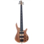 2018 Quincy MWB200 five string bass guitar; Finish: natural, a few blemishes and scratches;