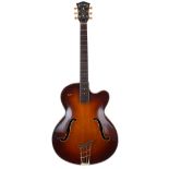 1960s Hofner President archtop guitar in need of restoration, brunette finish (frets missing and