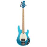 OLP MM2 four string bass guitar; Finish: metallic blue, minor dings; Fretboard: maple; Frets: