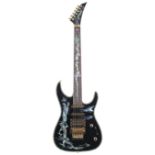 The Indie Guitar Company IJR765 Dragon electric guitar; Finish: black with abalone inlaid dragon the