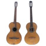 Meinel & Herald parlour guitar and an early 20th century German parlour guitar, both in need of