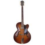 1960 Hofner President archtop guitar, made in Germany, ser. no. 7xx1; Finish: brunette, checking,