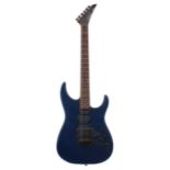 Rockson Super Strat type electric guitar; Finish: blue, various scratches and dings; Fretboard: