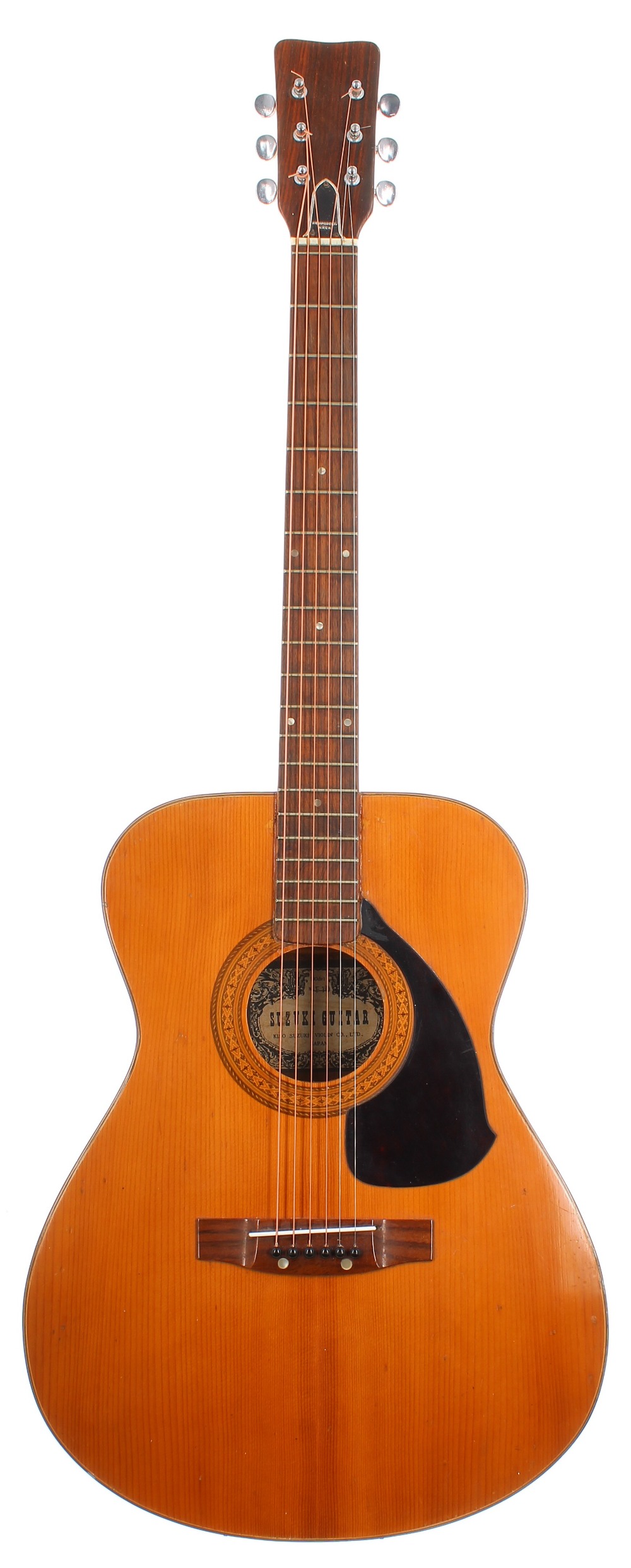 Kiso Suzuki F10 acoustic guitar, made in Japan; Back and sides: mahogany, various minor