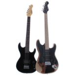 Encore S-Type electric guitar with relic black finish; together with an Encore shortscale guitar (