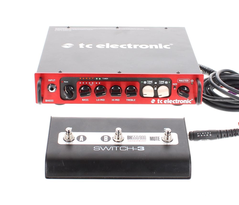 TC Electronic BH800 bass guitar amplifier head; together with a BH550/800 Tone Print Switch-3 foot