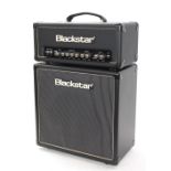 Blackstar Amplification HT5 guitar amplifier head, with HT-112 speaker cabinet, both with dust