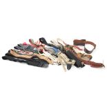 Nineteen various vintage and later fabric and leather guitar straps