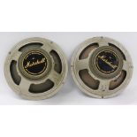 Set of four 1977 Marshall Celestion T1221 green back 12" guitar amplifier speakers (untested)