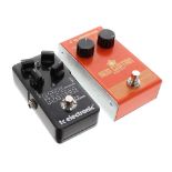 TC Electronic Dark Matter distortion guitar pedal; together with a TC Electronic Iron Curtain