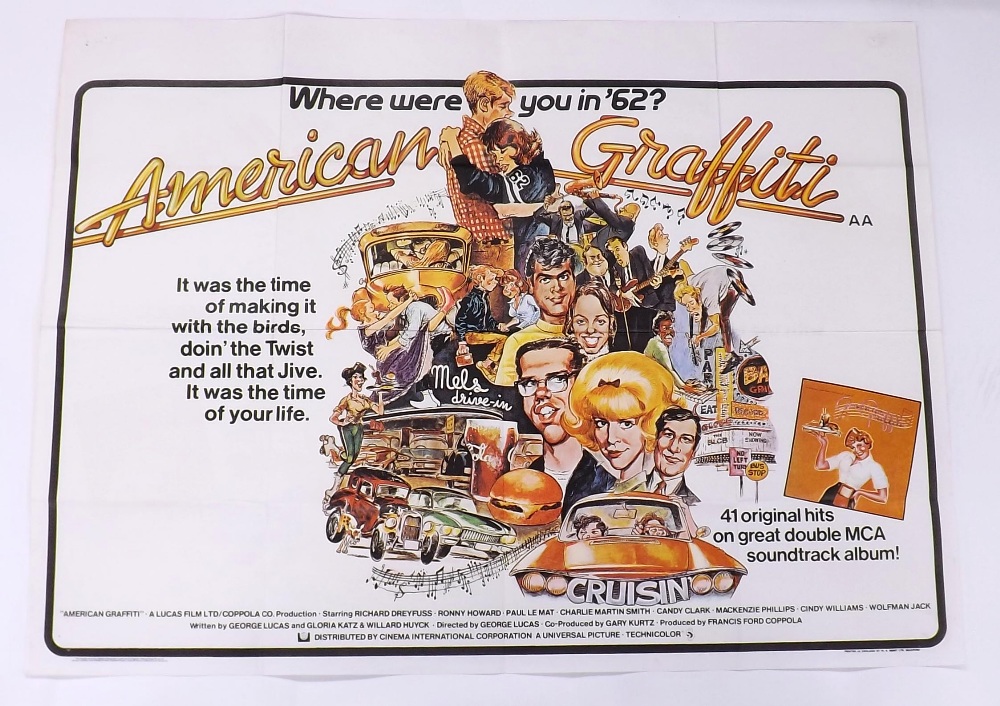 Original UK quad film poster for 'American Graffiti', George Lucas' first film, 30" x 40"