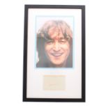 John Lennon - 1970s autograph, within a mounted framed display, 19.5" x 12.5"