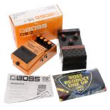 Boss DS-2 Turbo Distortion guitar pedal, boxed; together with a Yamaha OD-10M II guitar pedal (2)